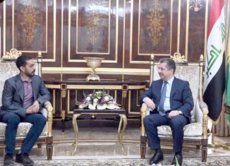 مەسرور بارزانی پێشوازیێ ل شێخ خەلیفە بن تەحنون ئال نهیان دكەت